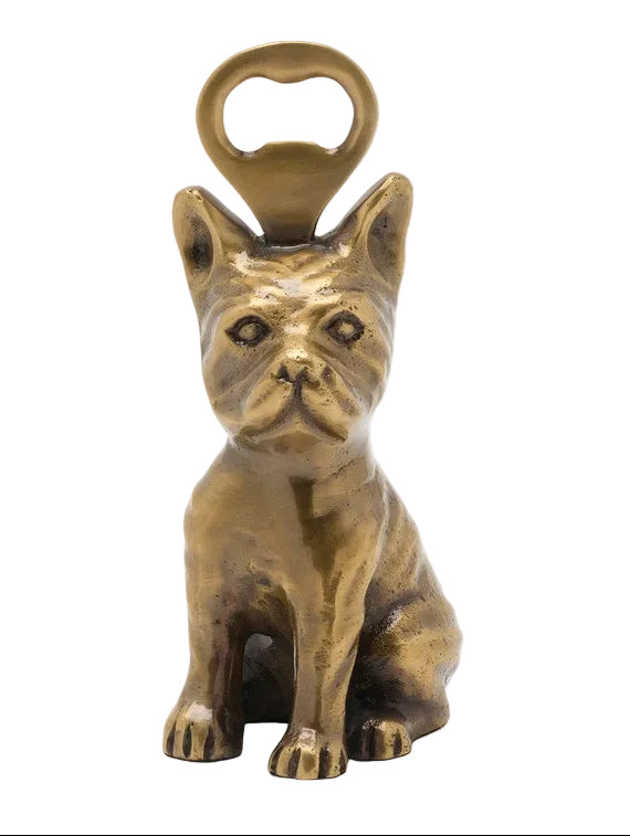 Bronze cat-shaped bottle opener on a white background