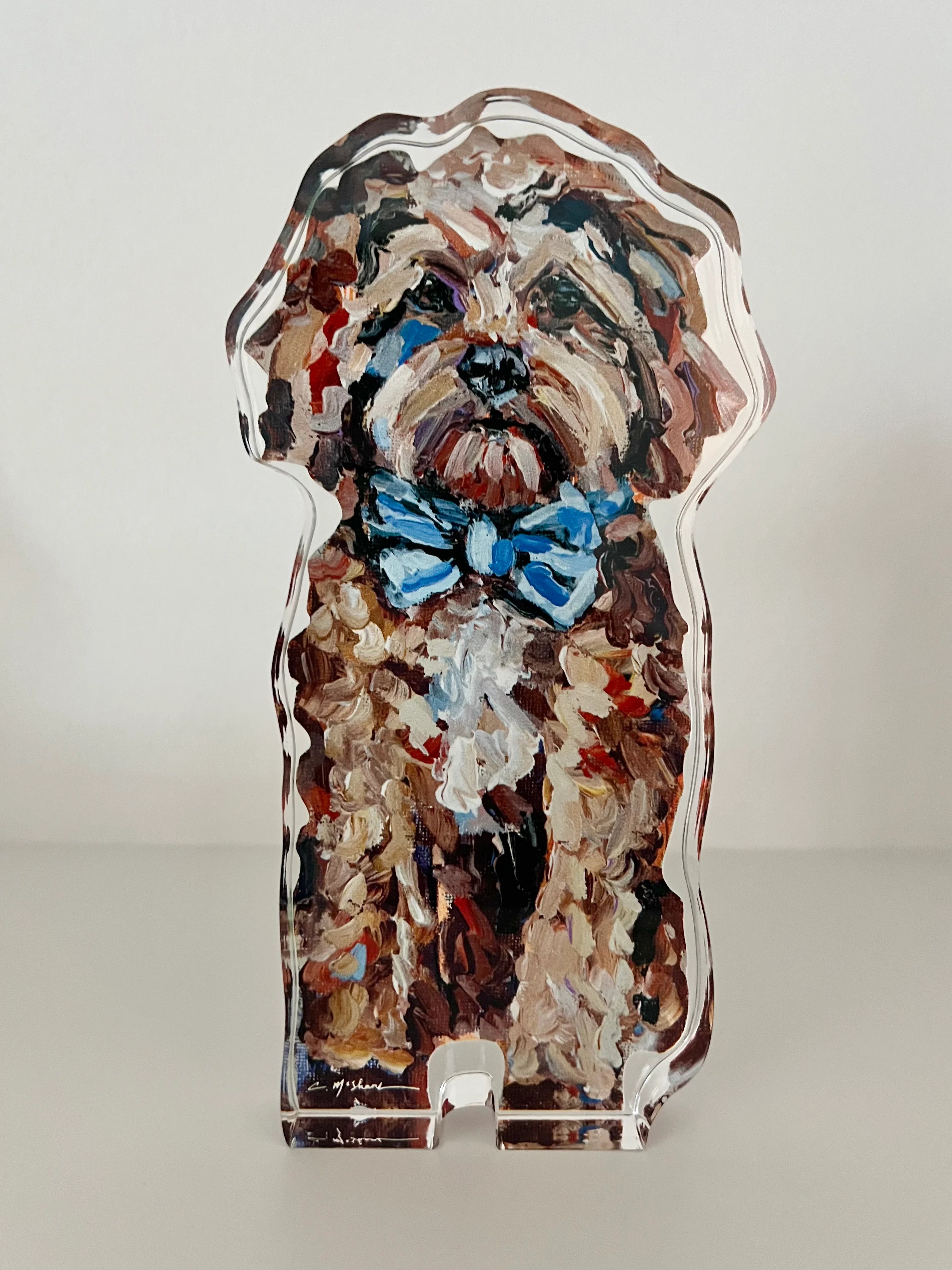 Cavapoo Red With Blue Bow Acrylic