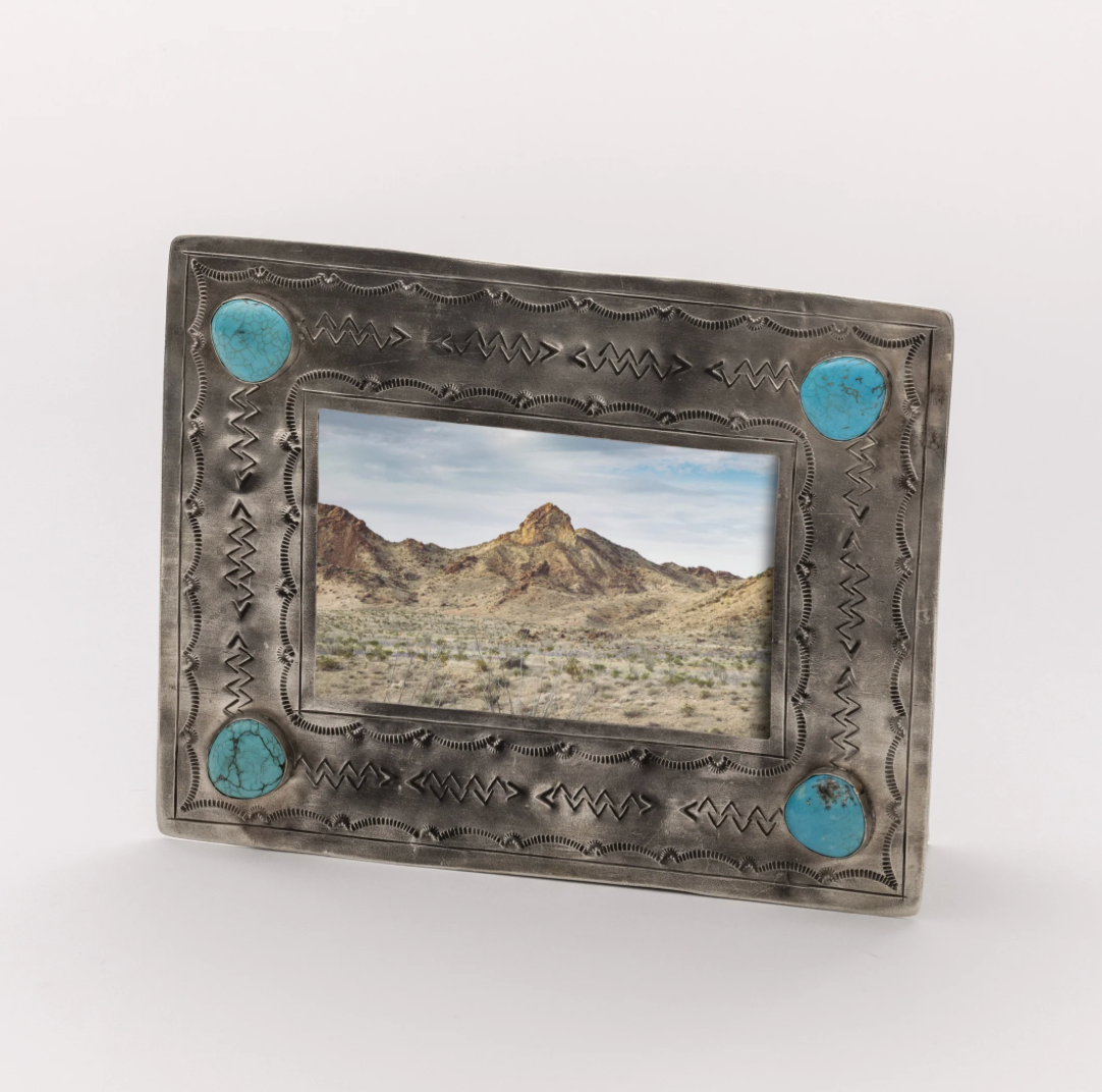 4x6 Silver Frame with Turquoise Stones