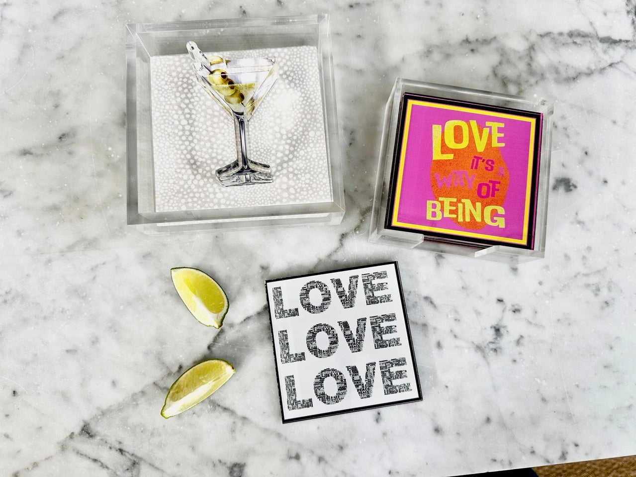 Martini Napkin Holder Set
