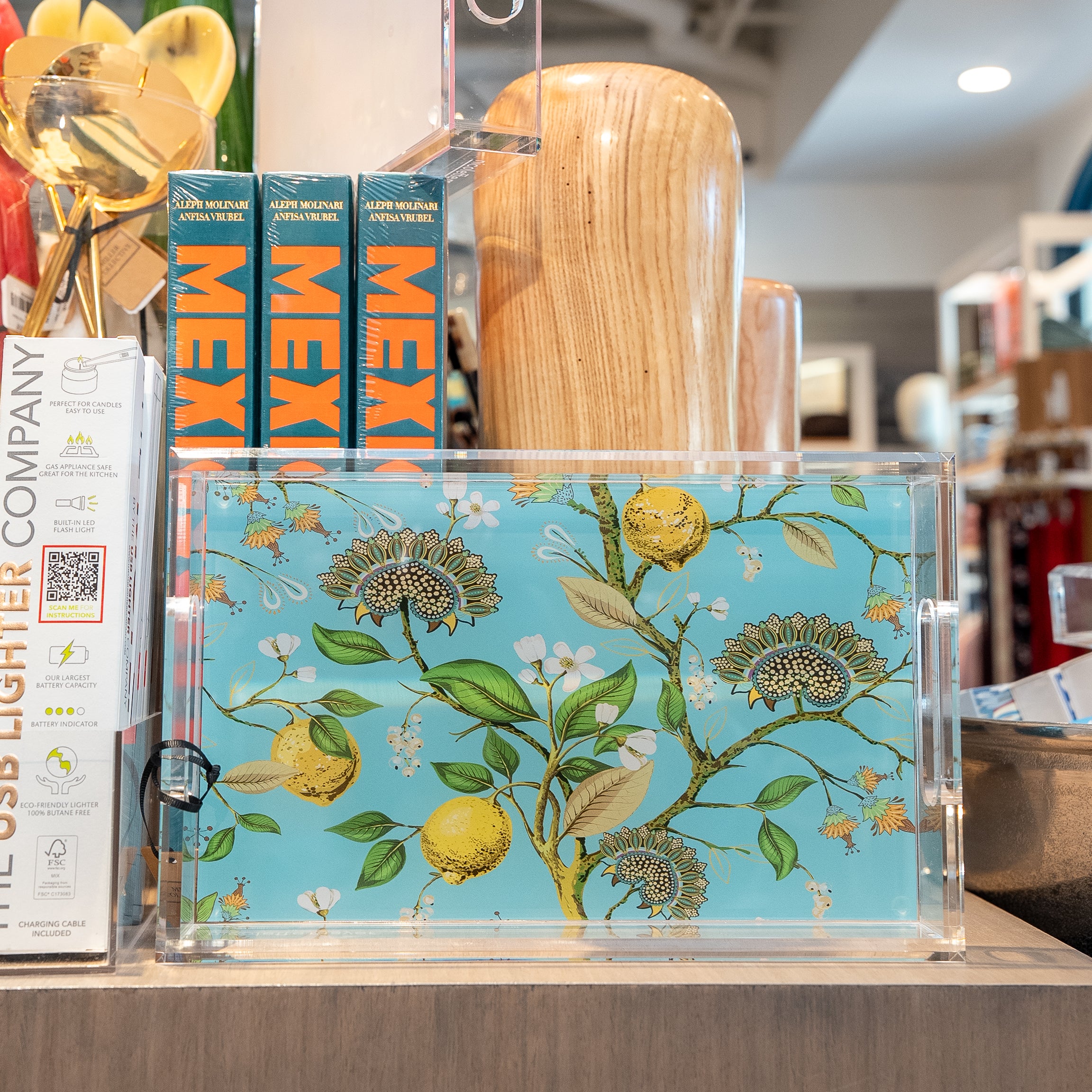 Lemon Tree Turquoise Acrylic Tray