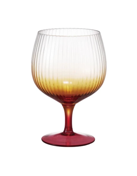 20 oz. Stemmed Fluted Goblet, Orange Color Ombre