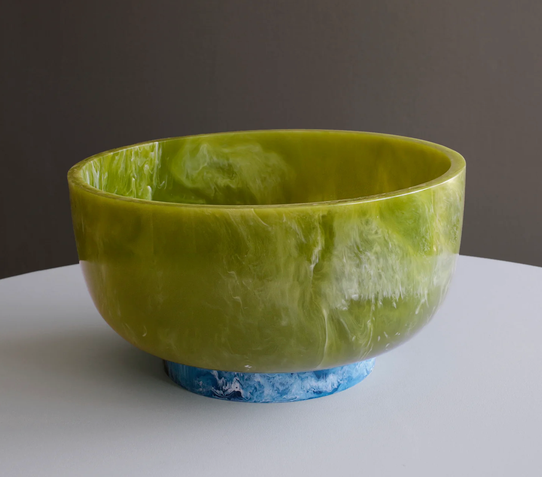 RESIN Rio Large Bowl with Base (Green and Blue)