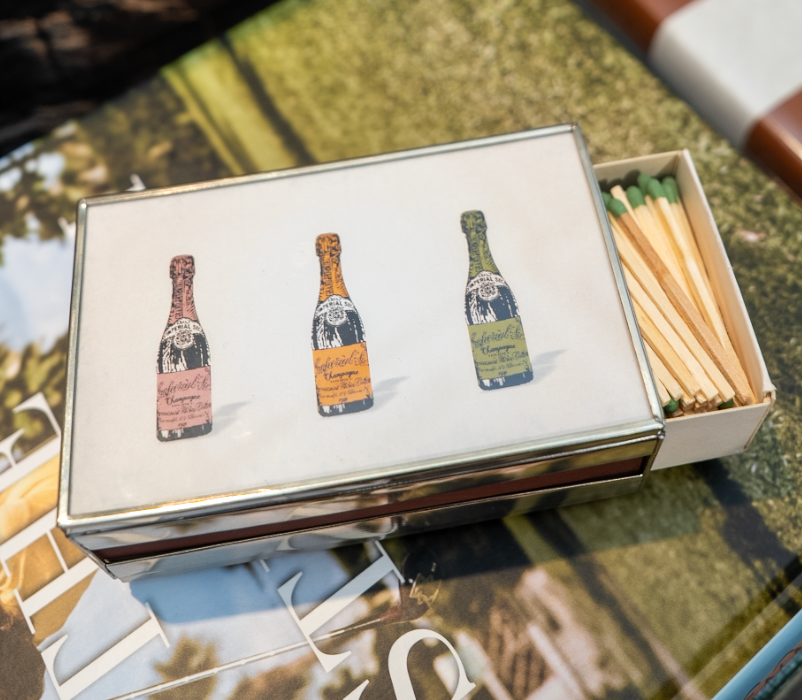 Three Champagne Bottles Matchbox Cover