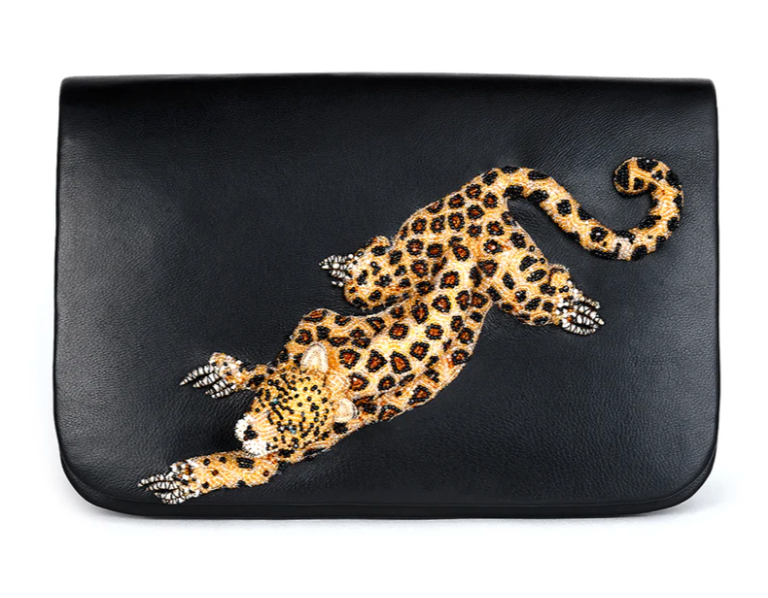Leopard Clutch Black