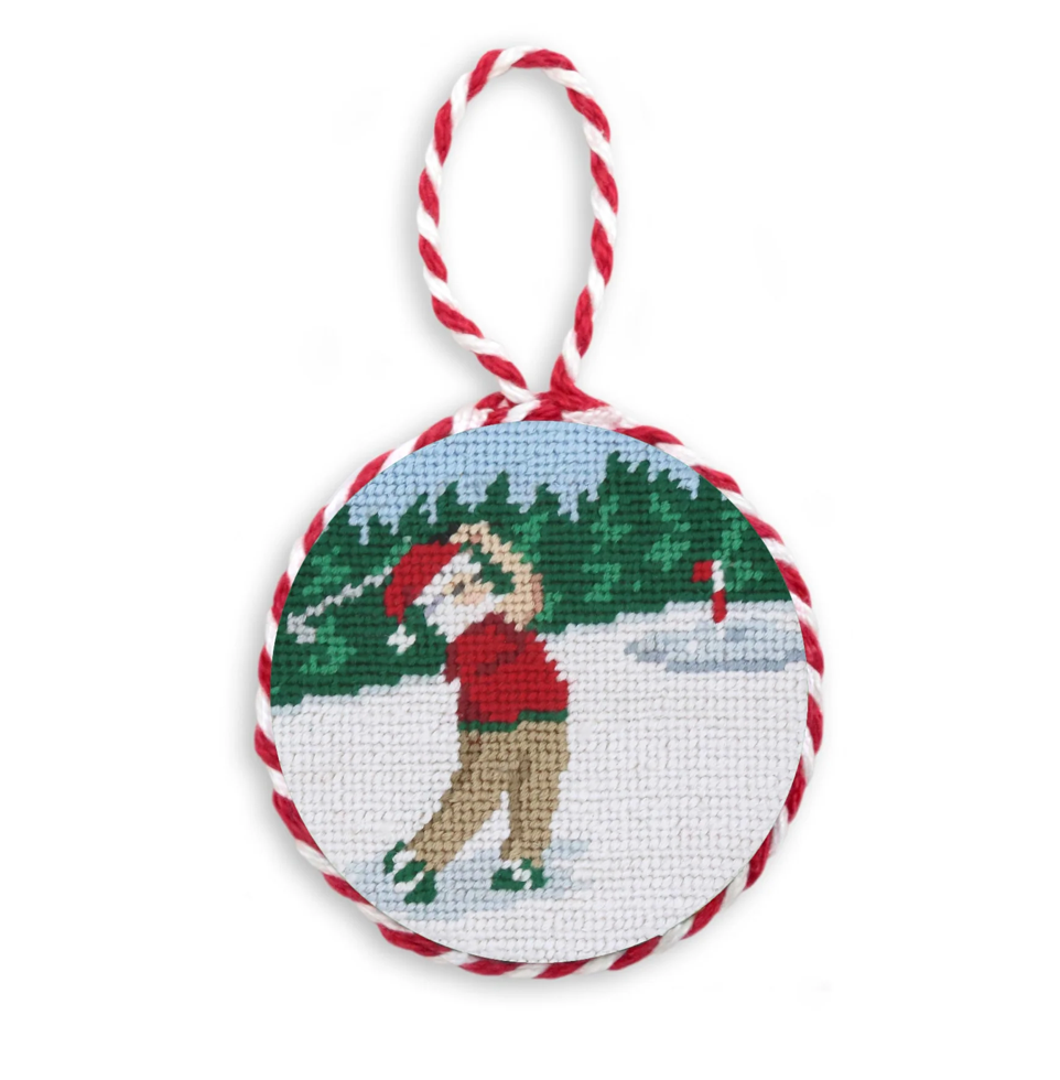 Golfing Santa Fairisle Ornament