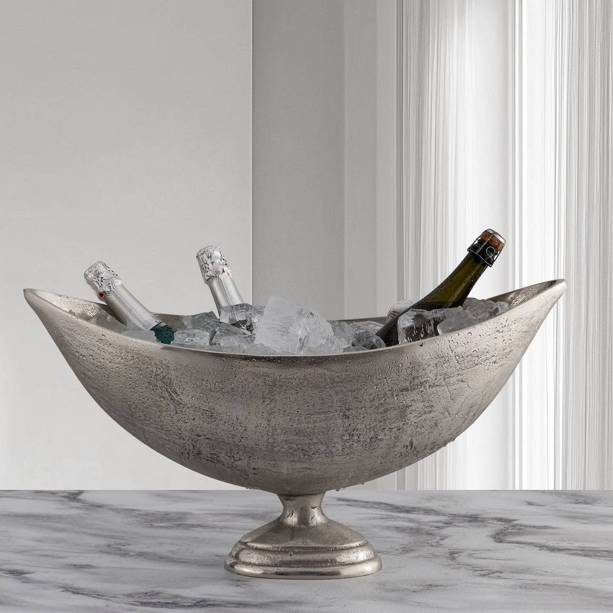 Raw Aluminum Ellipse Planter & Wine Cooler