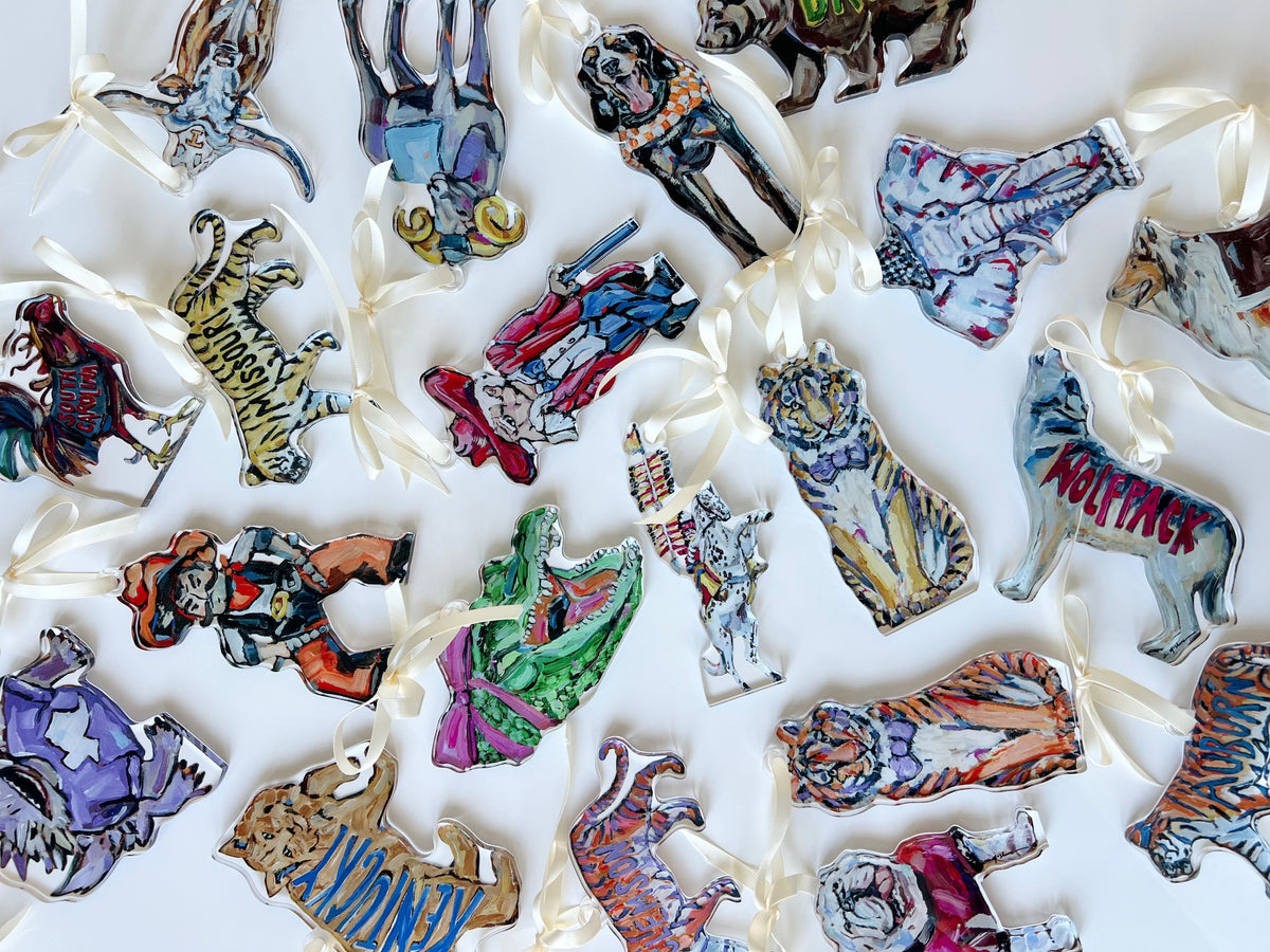 Chelsea McShane collegiate acrylic ornaments