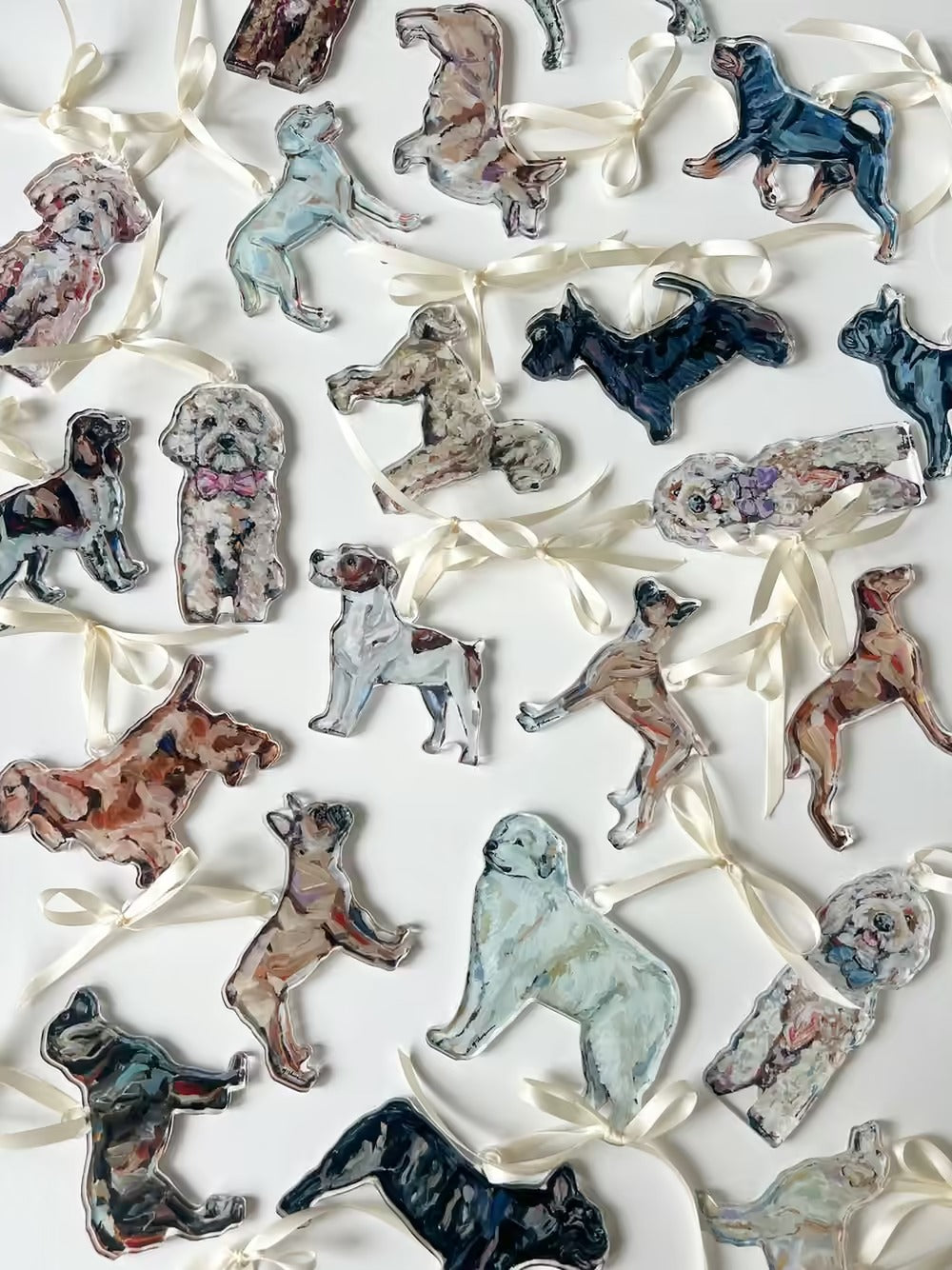 Chelsea McShane acrylic dog ornaments