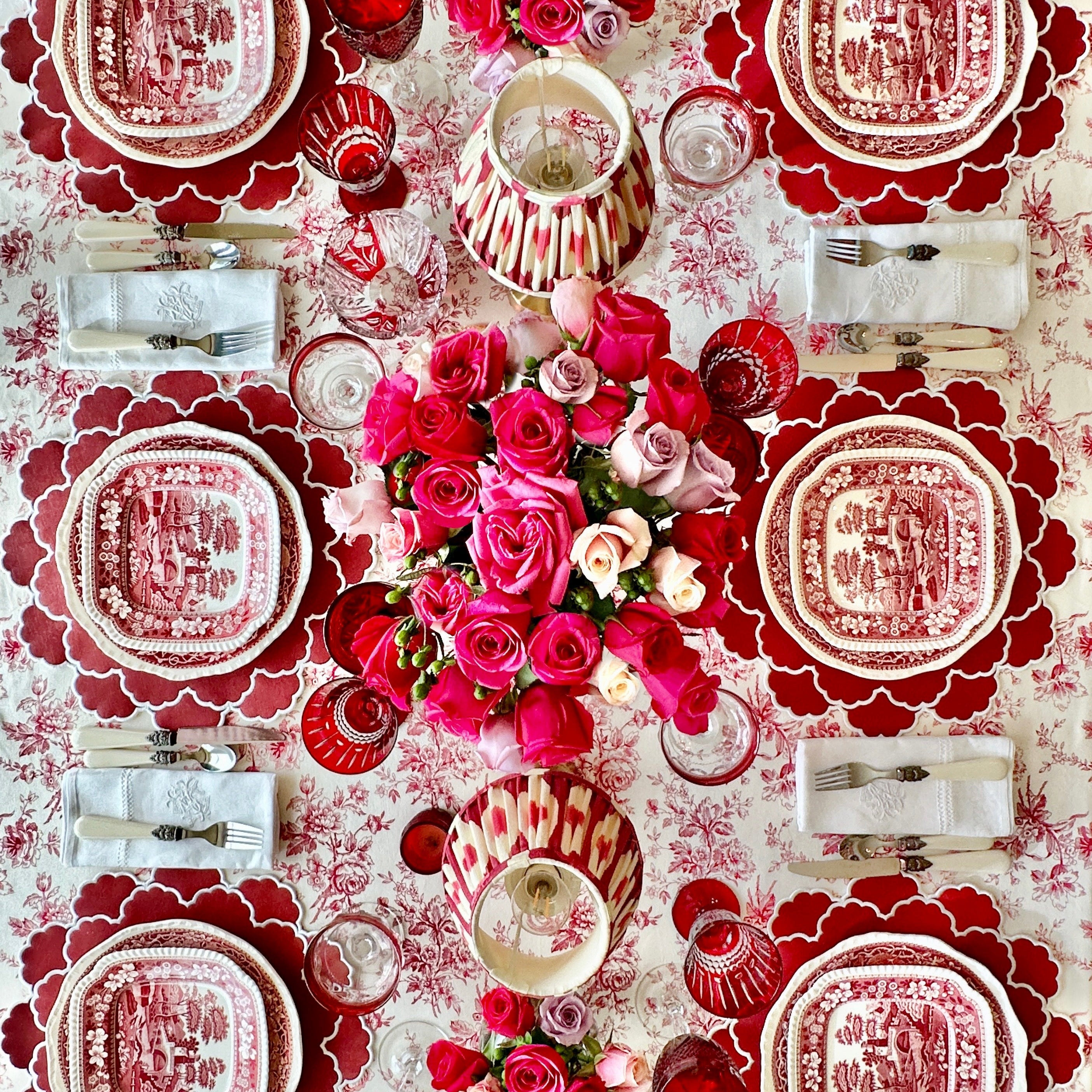 Red Scalloped Faux Leather Placemat