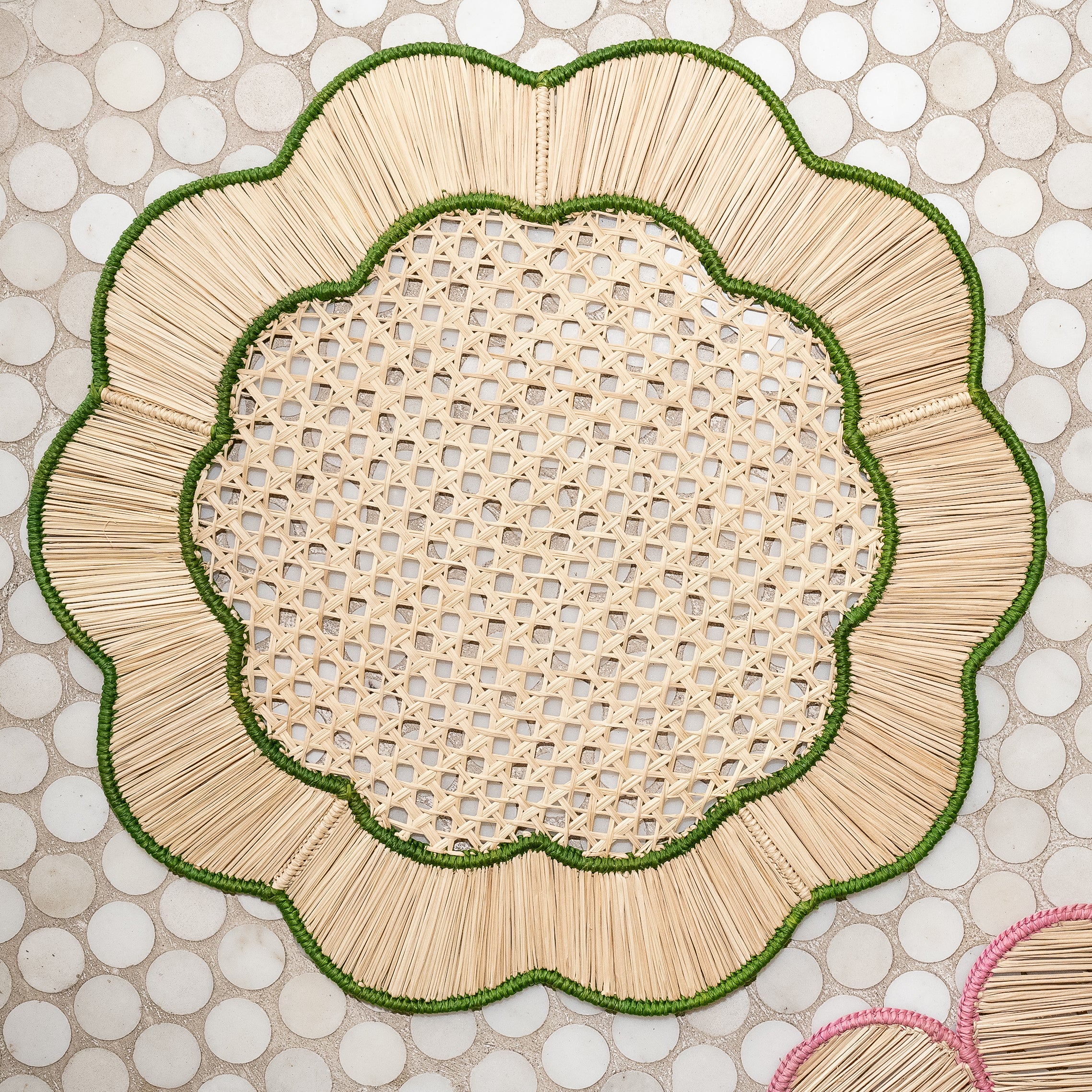 Breezy Placemat Natural with Green Trim