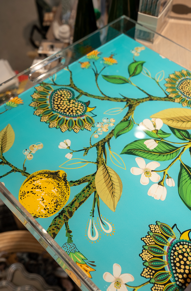 Lemon Tree Turquoise Acrylic Tray Large