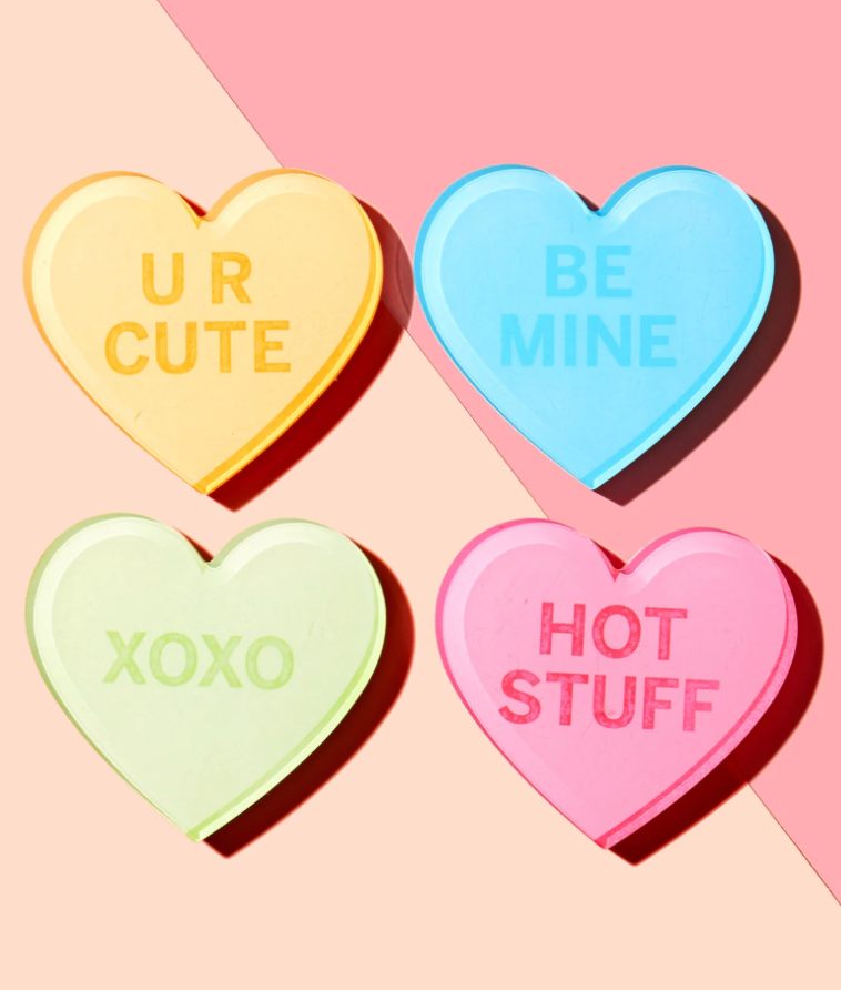 Set of 4 Conversation Hearts Coasters