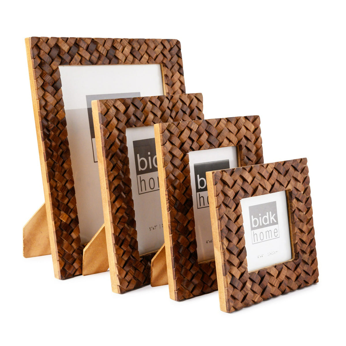 Criss Cross Wood Picture Frame 4x4 - Brown