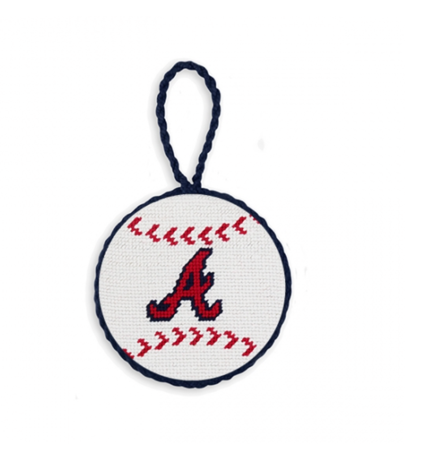 Atlanta Braves Baseball Needlepoint Ornament