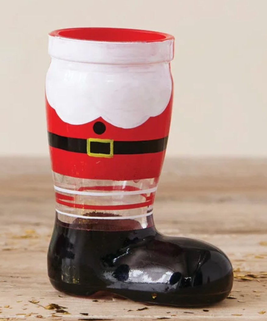Hand Painted Santa Boot Shot Glass