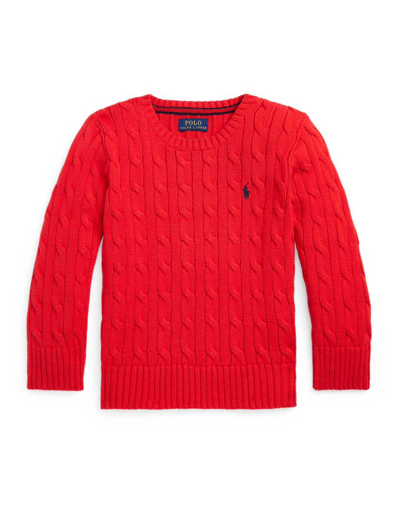 Boys Cable-Knit Cotton Sweater - Red
