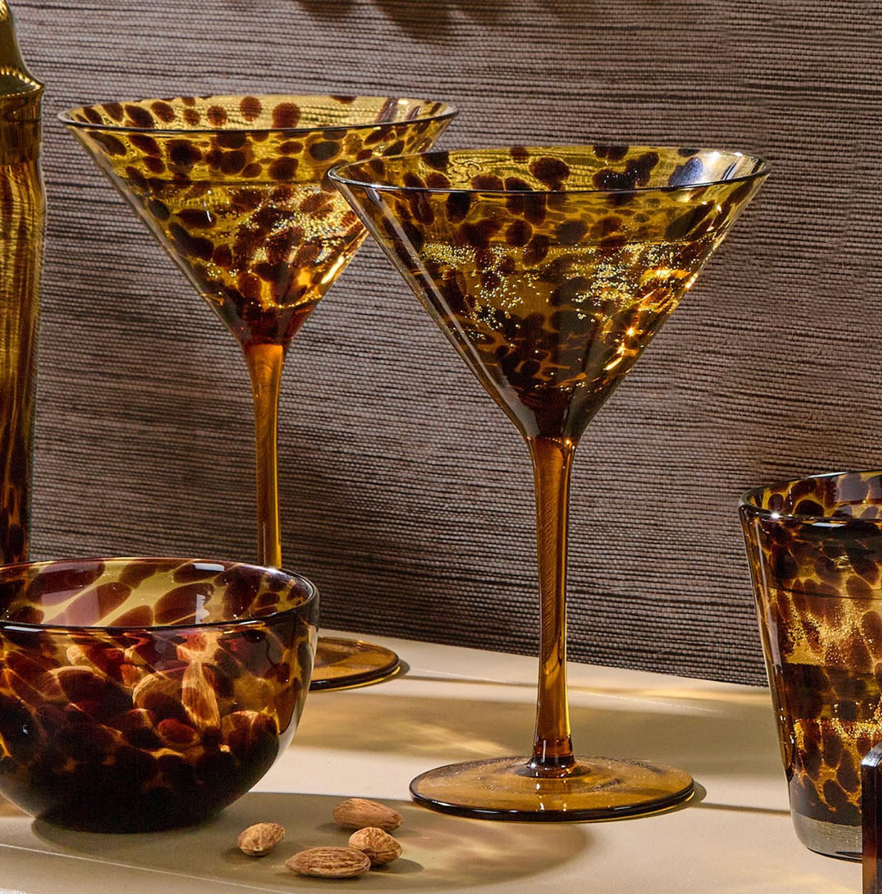 Tortoise Print Martini Glasses