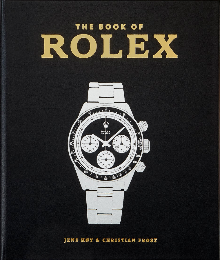 Cover of 'The Book of Rolex' featuring a black and white image of a Rolex watch with a visible face and band.