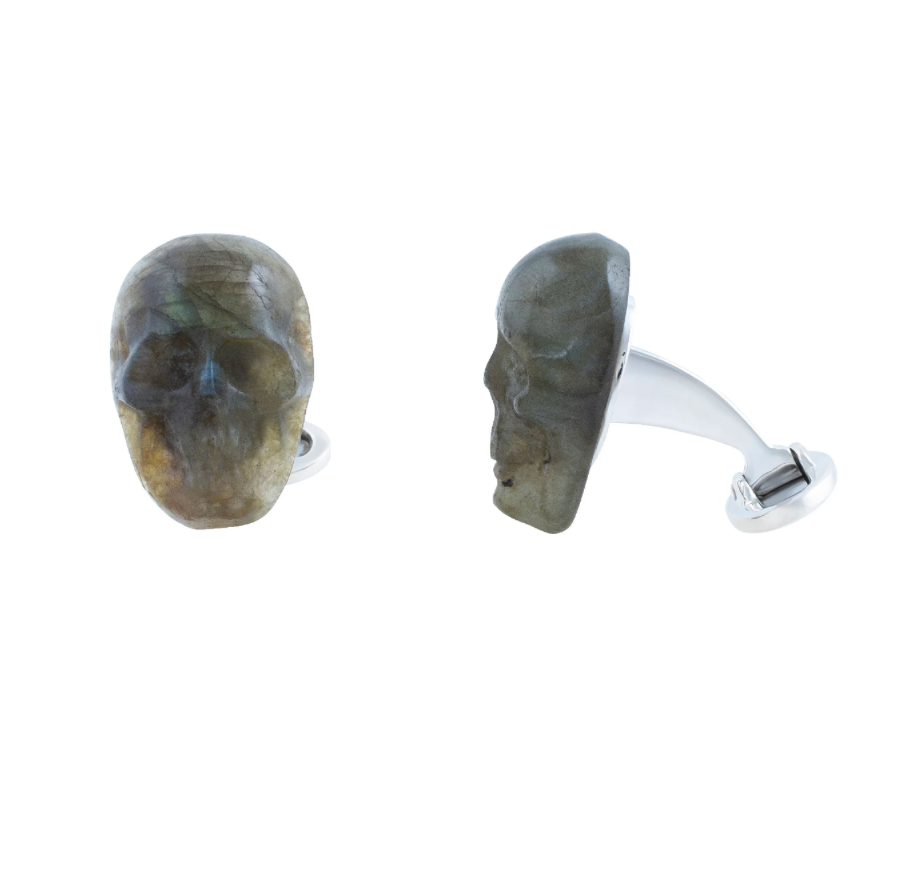 Labradorite Skull Sterling (Mental Harmony) Cufflinks