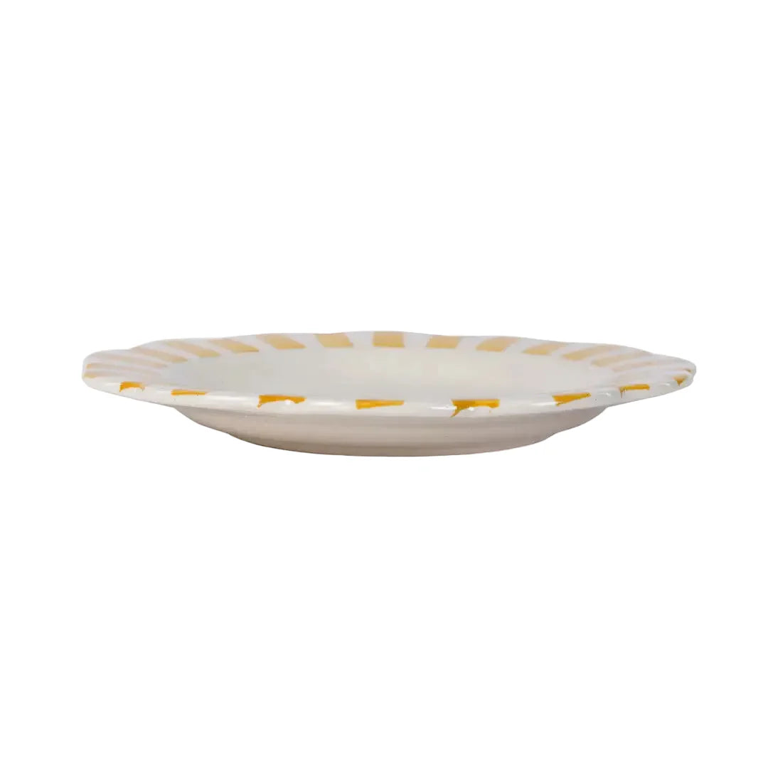 Yellow Ceramic Stripe Dinner Plate