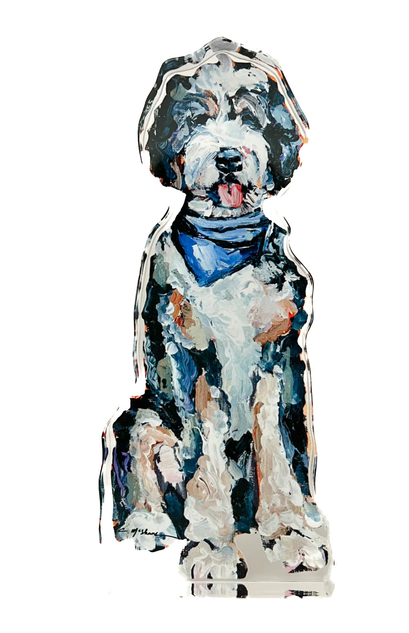 Bernedoodle Blue Bandana Acrylic