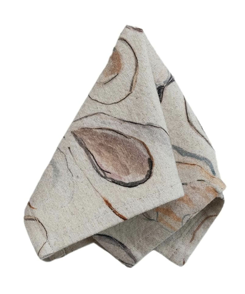 Cotton and Linen Cocktail Napkins W/ Oysters