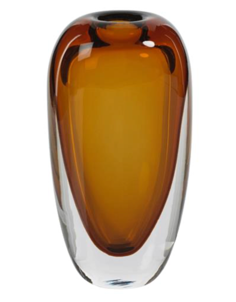 Amber Brown Glass Vase 10.75"