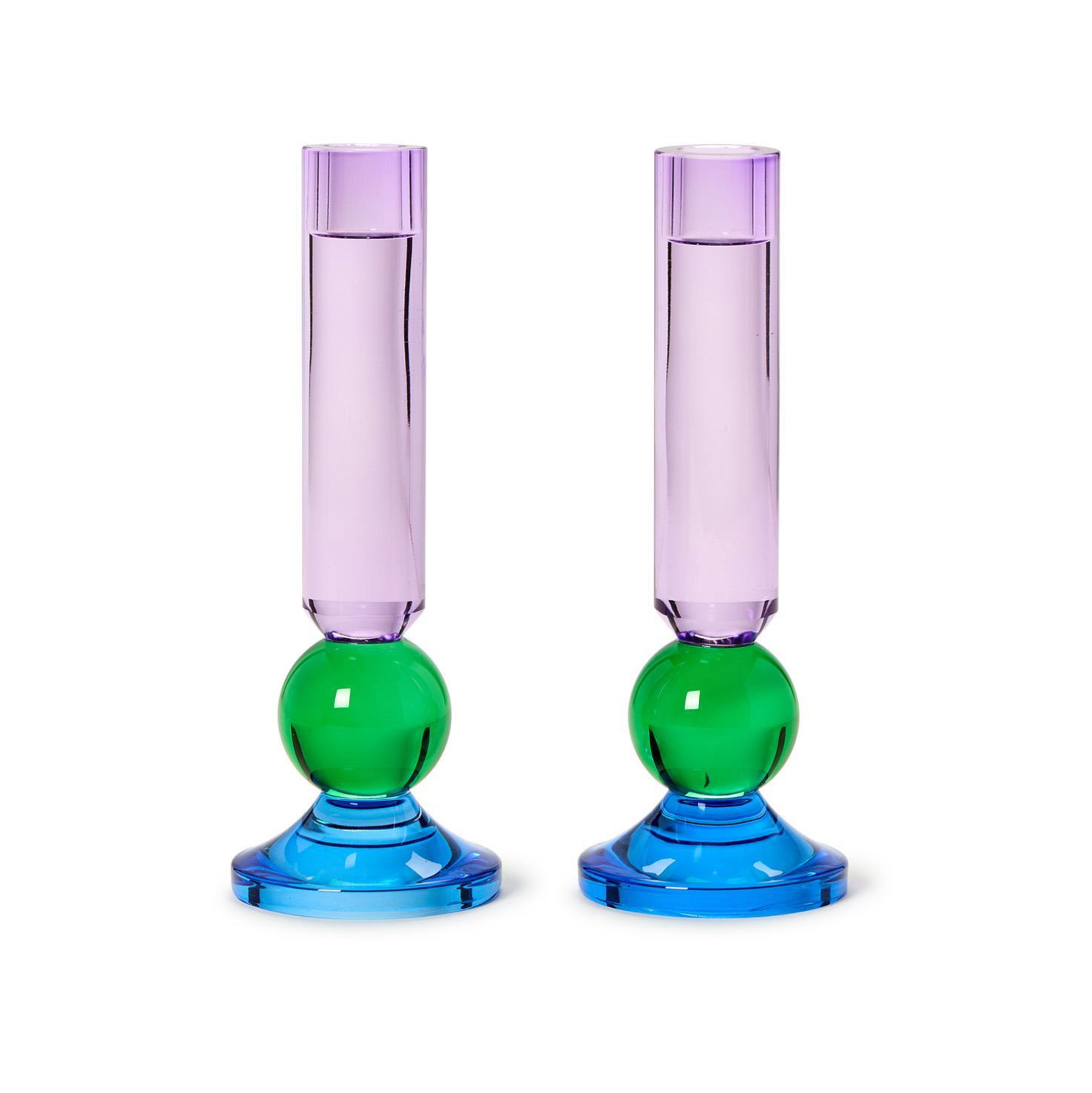 Lavender Glass Taper Holders