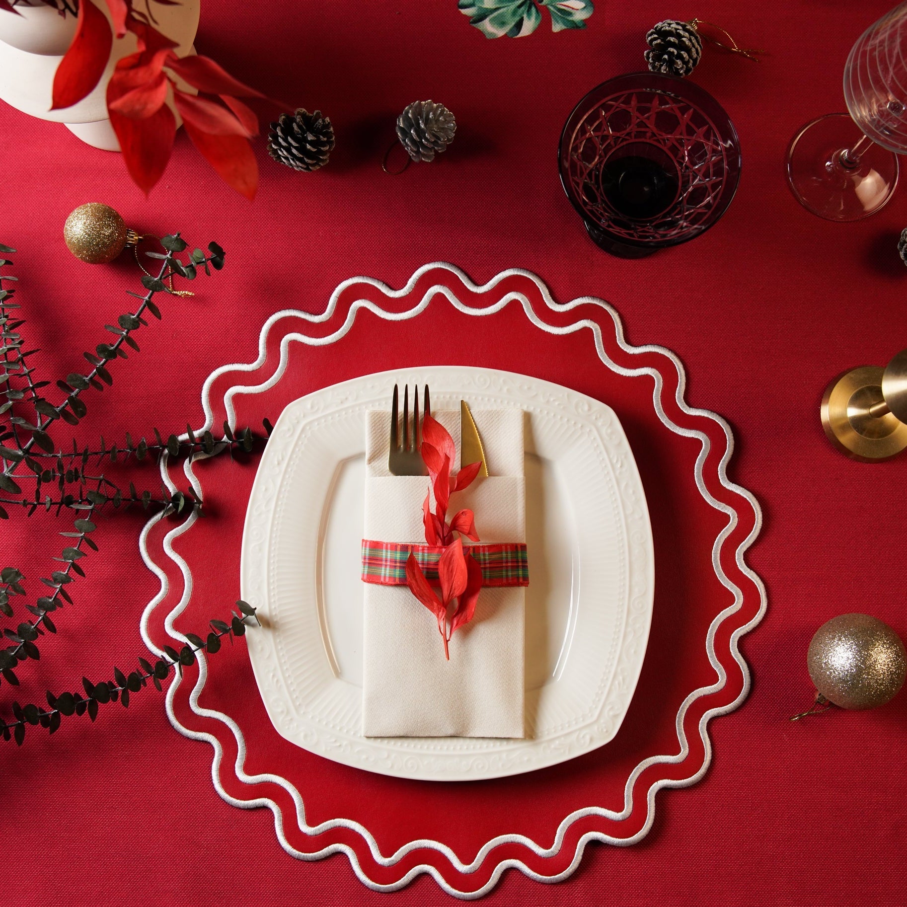 Solace Red Faux Leather Placemat
