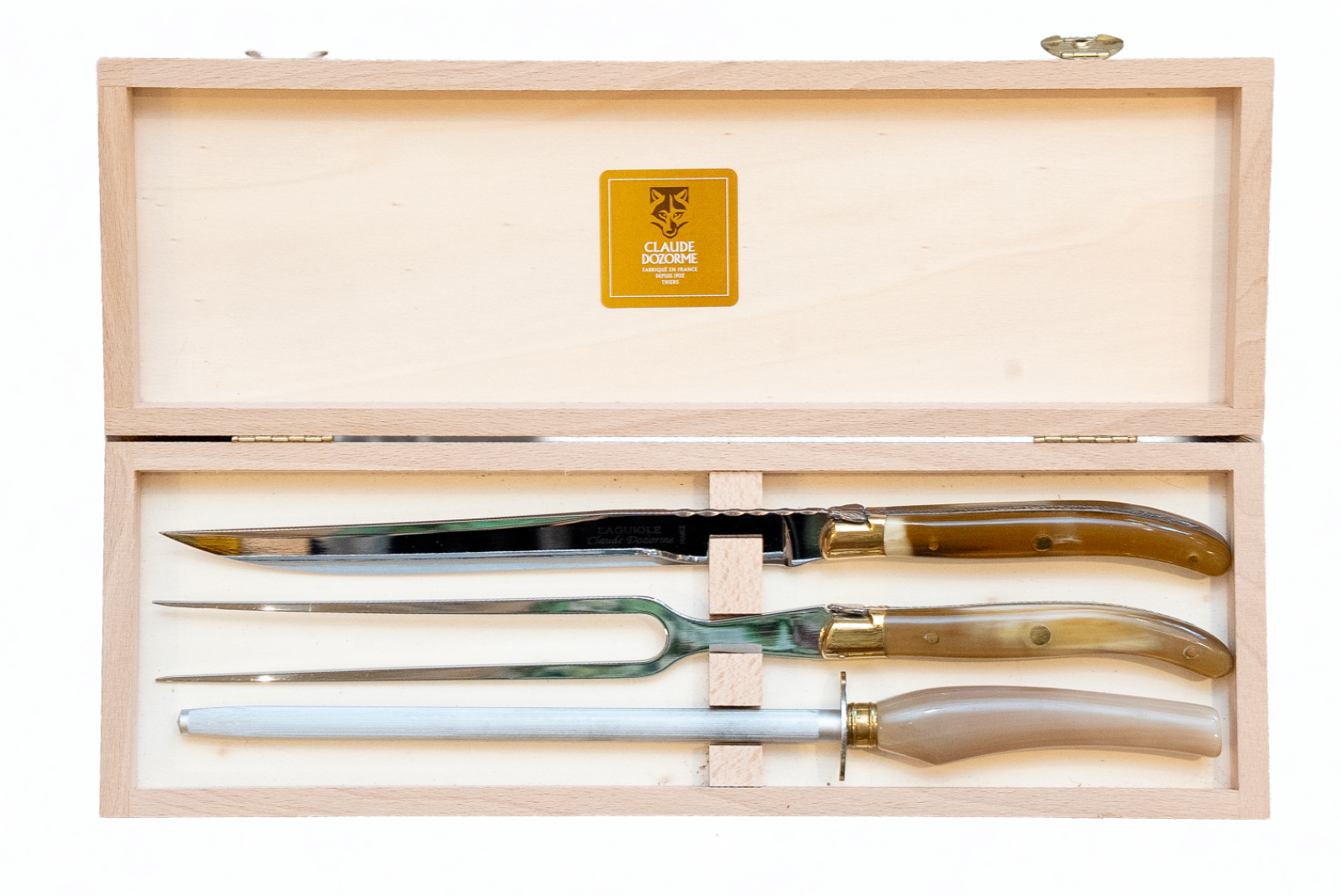 Laguiole Carving Set with Bee Hell Horn Handle