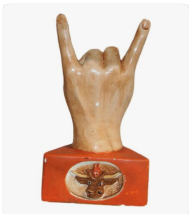 Texas Longhorns Vintage Hook'Em Horns 8 1/2" Hand Sculpture