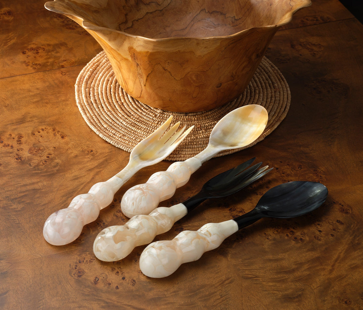 Jasmine Black/Ivory Swirled Serving Set