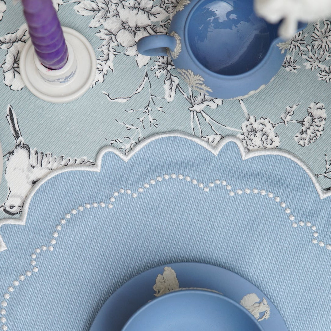 Harmony Blue Round Fabric Placemat