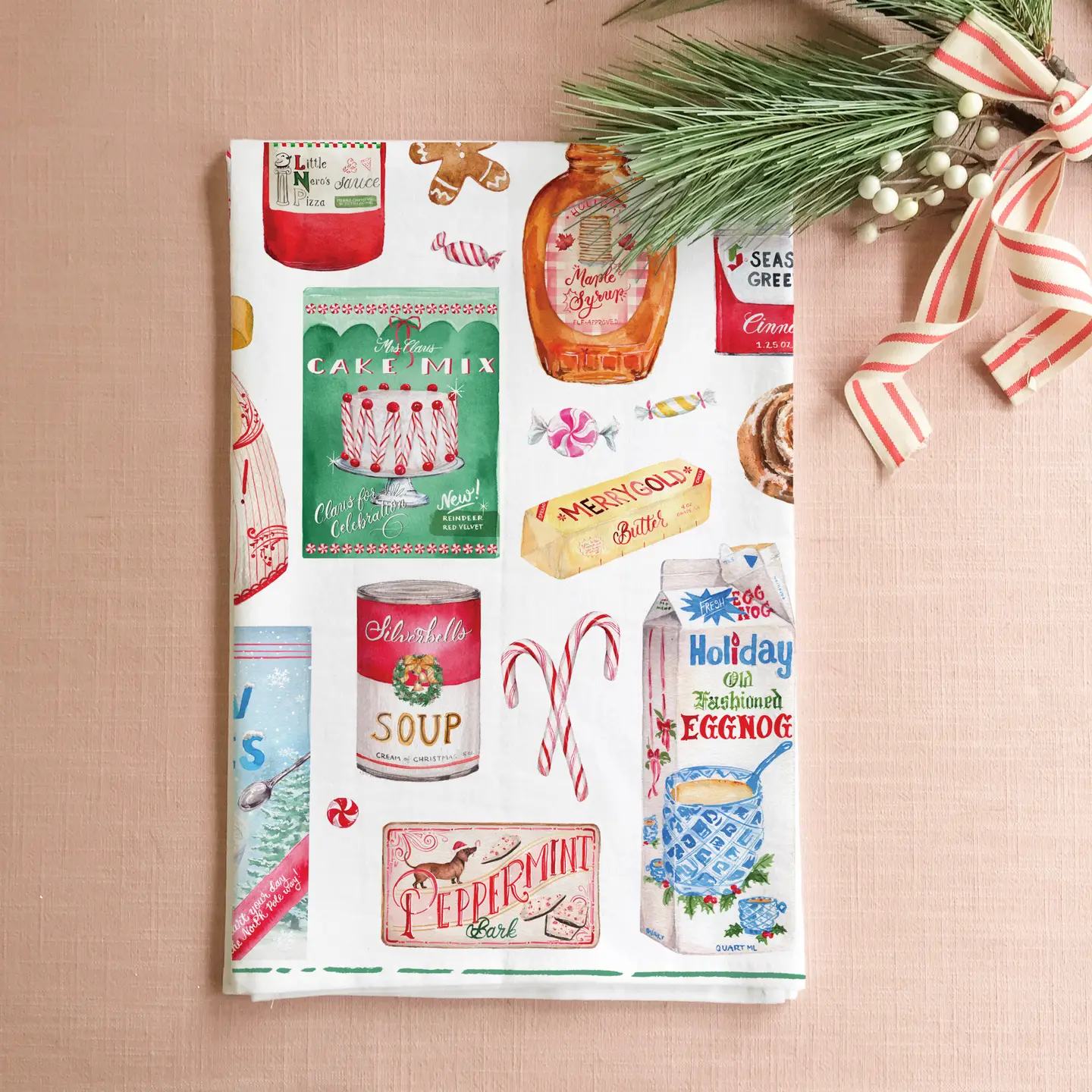Santa's Pantry Christmas Tea Towel