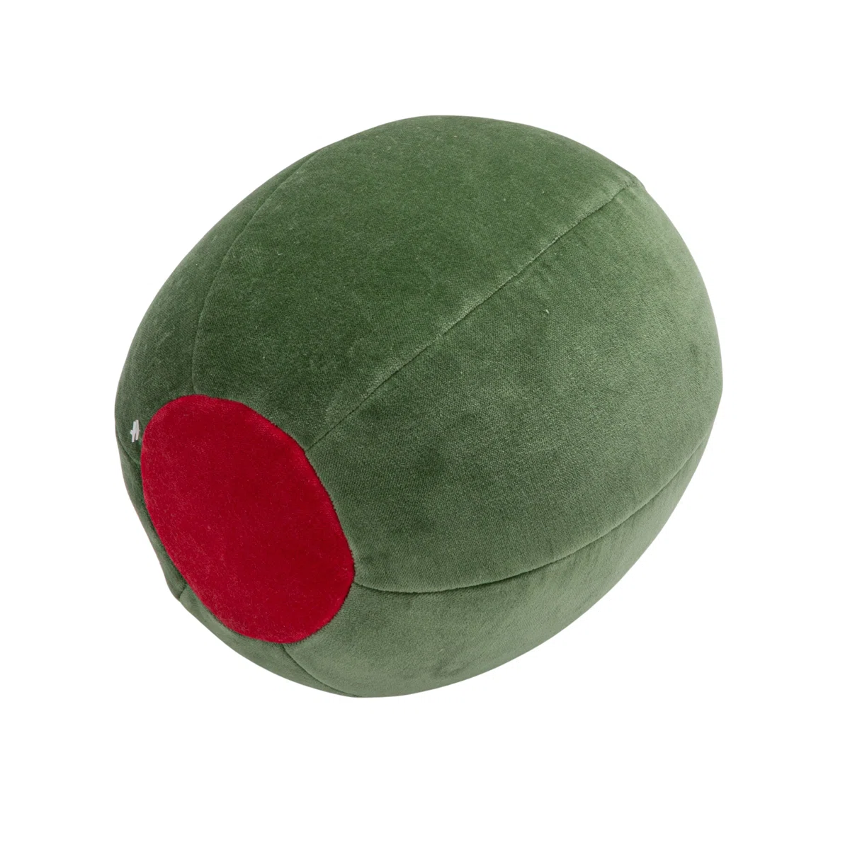 Cotton Velvet Olive Shaped Pillow, Green & Red