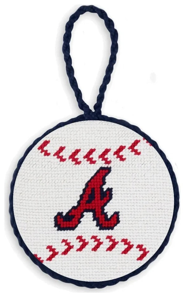 Atlanta Braves Baseball Needlepoint Ornament