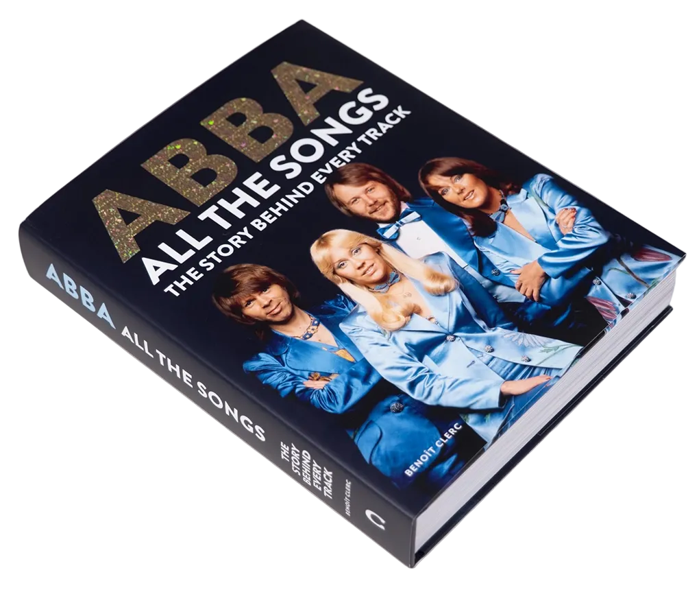 Book titled 'ABBA All the Songs' with a cover featuring the ABBA members on a white background