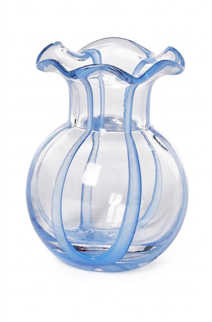 Blue Ruffled Ribbon Vase
