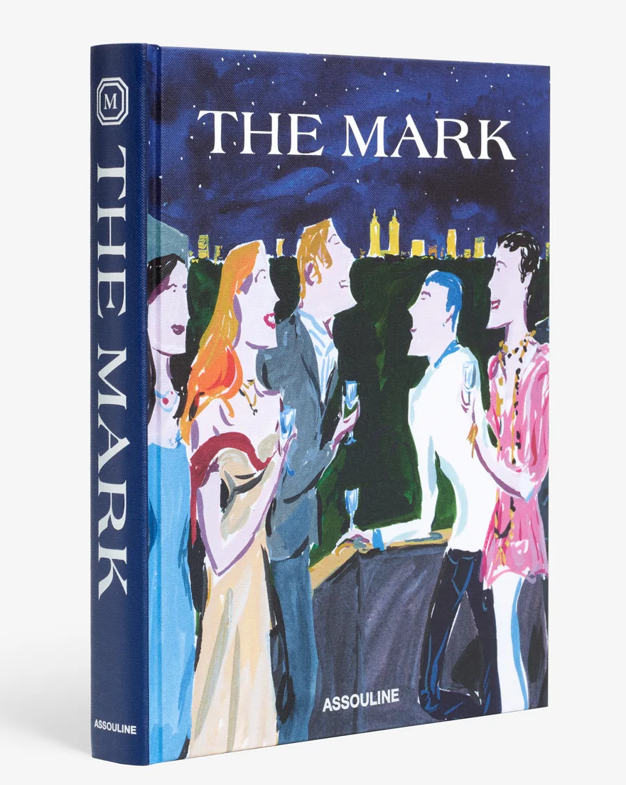 Book titled 'The Mark' with illustrations of people on a white background