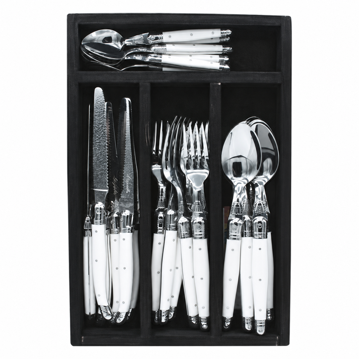 Jean Dubost 24 Pc Everyday Flatware Set White