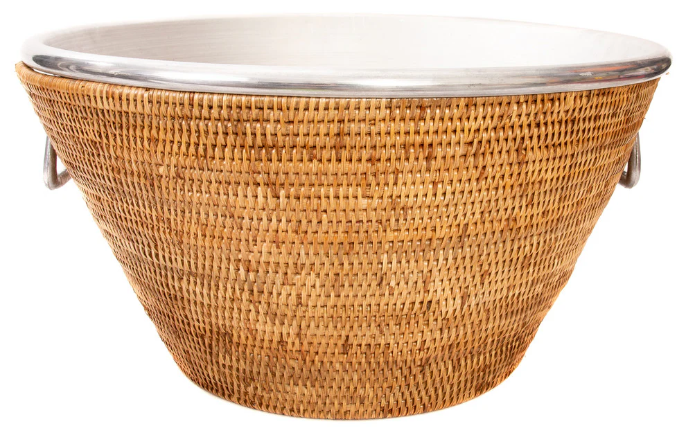 Rattan Aluminum Ice Tub - Brown