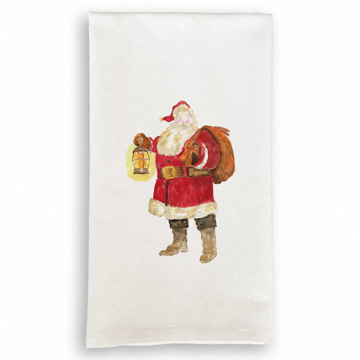 Santa with Lantern Dish Towel
