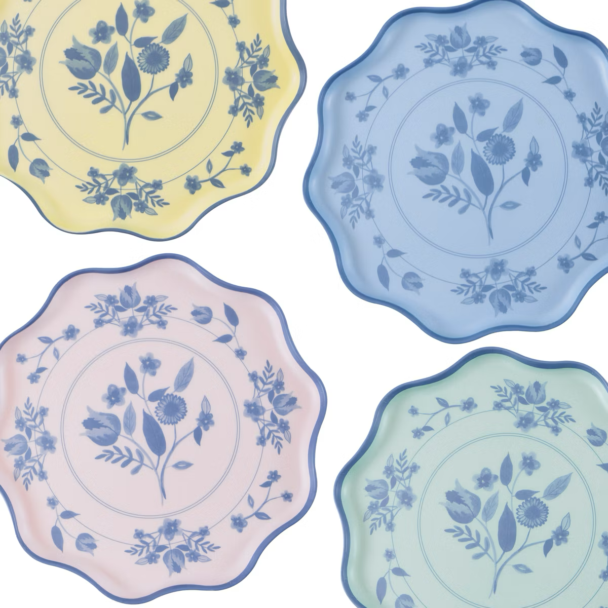 Melamine Botanical Dinner Plates - Set of 4