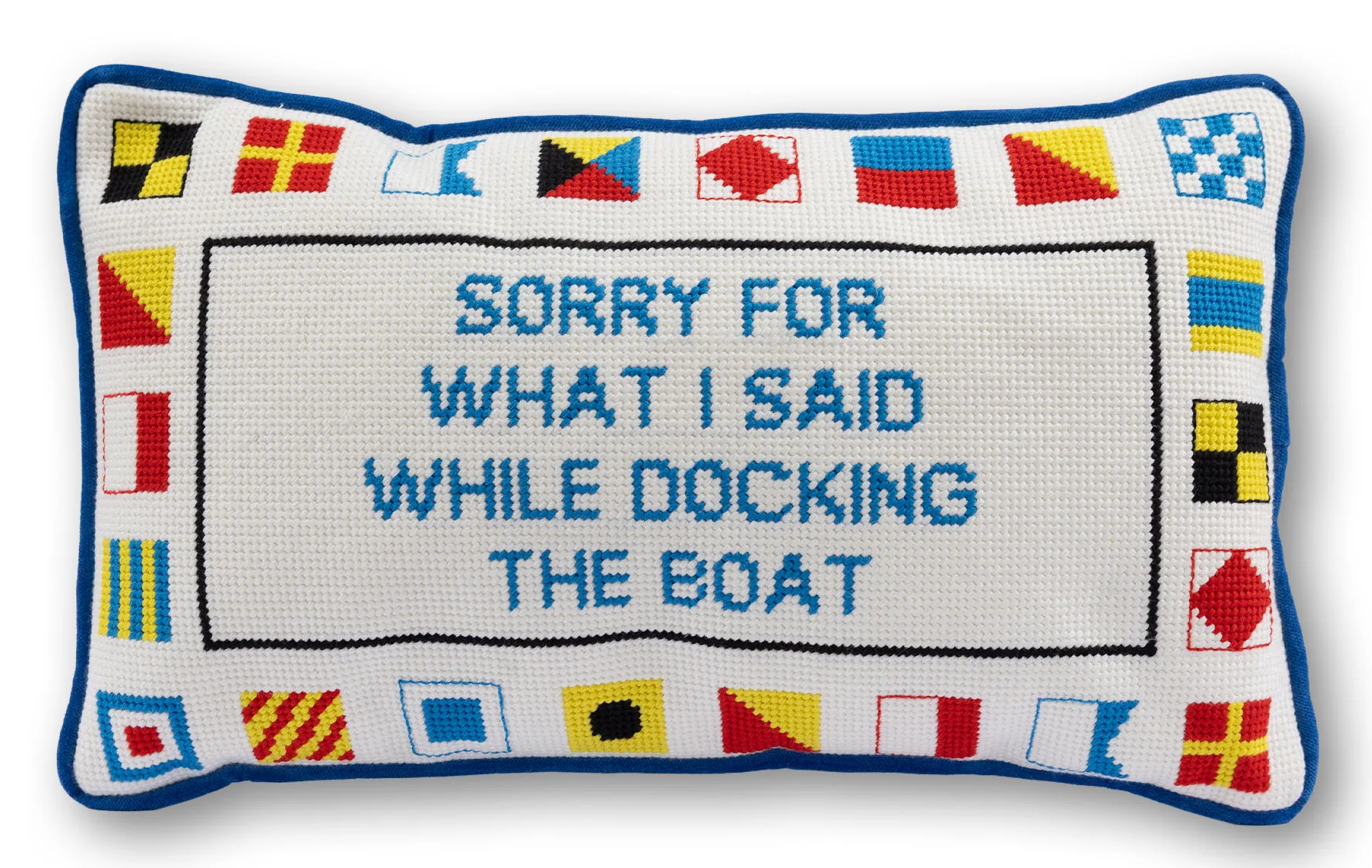 Docking the Boat Needlepoint Pillow