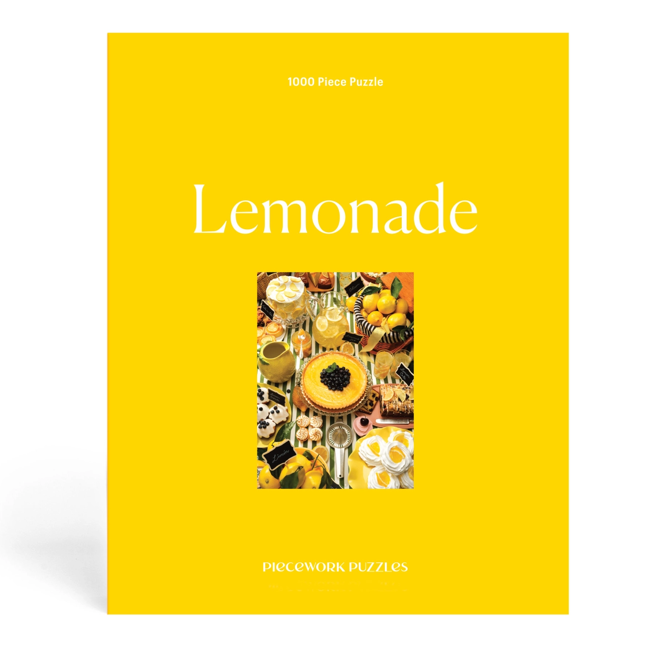 Yellow puzzle box titled 'Lemonade' with a colorful illustration of a lemonade stand on a white background.