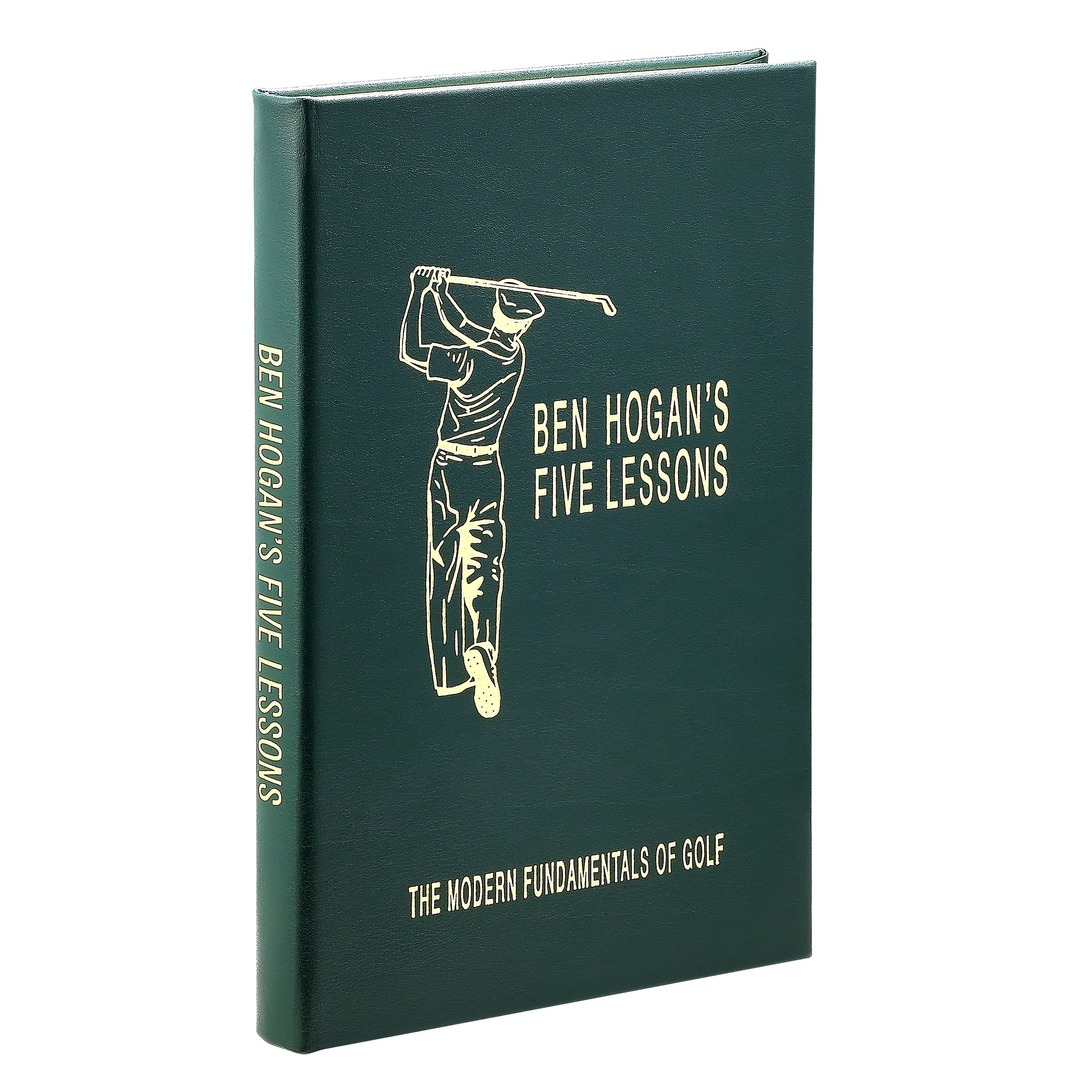 Green book titled 'Ben Hogan's Five Lessons' on a white background