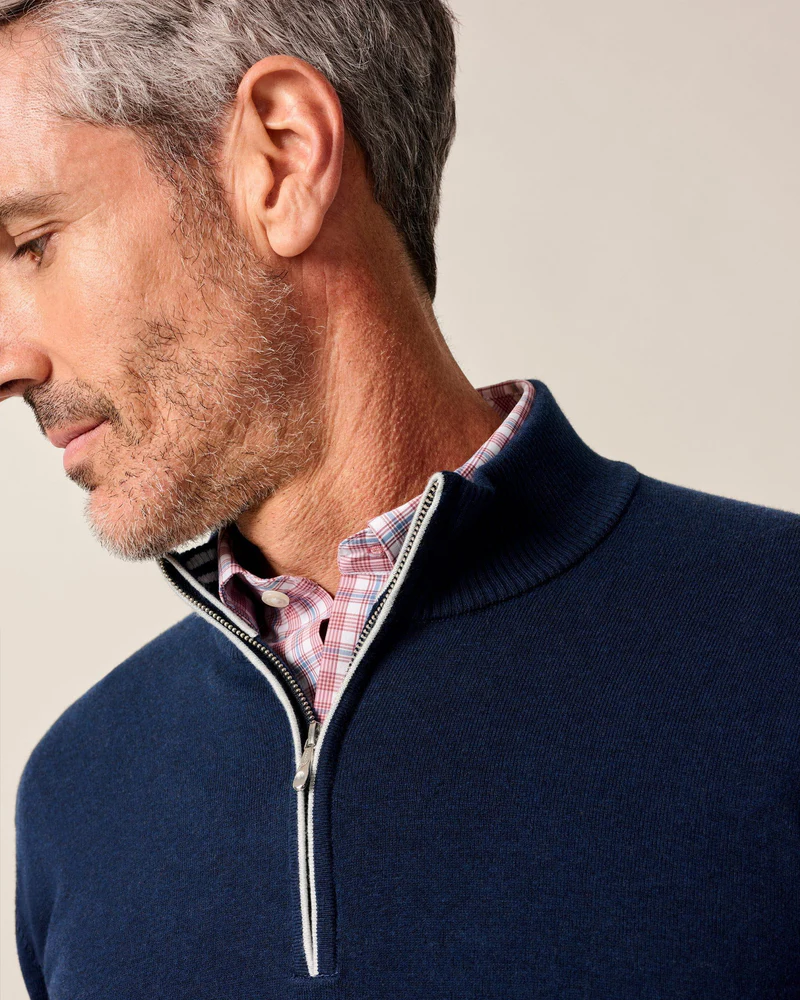 Desmond Plaited Cotton Blend 1/4 Zip Sweater