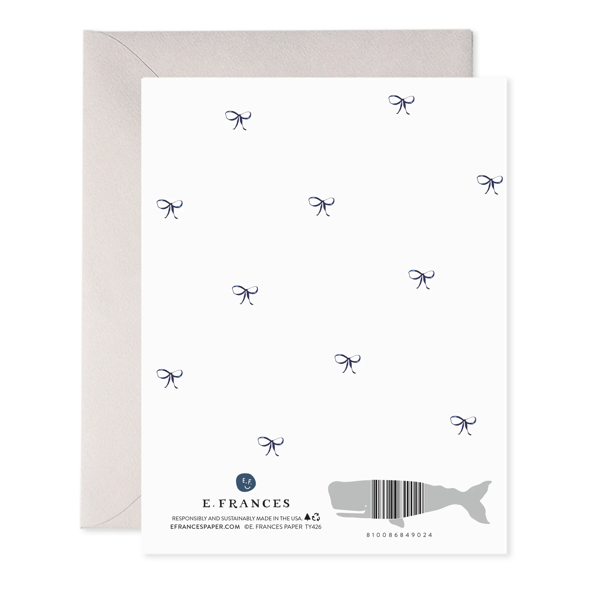 Big Navy Striped Bow Thank You Card
