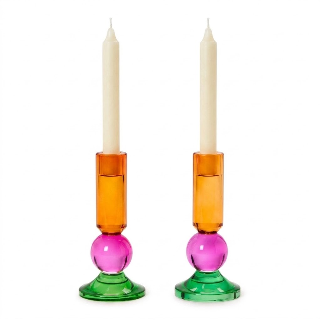Orange Glass Taper Holders